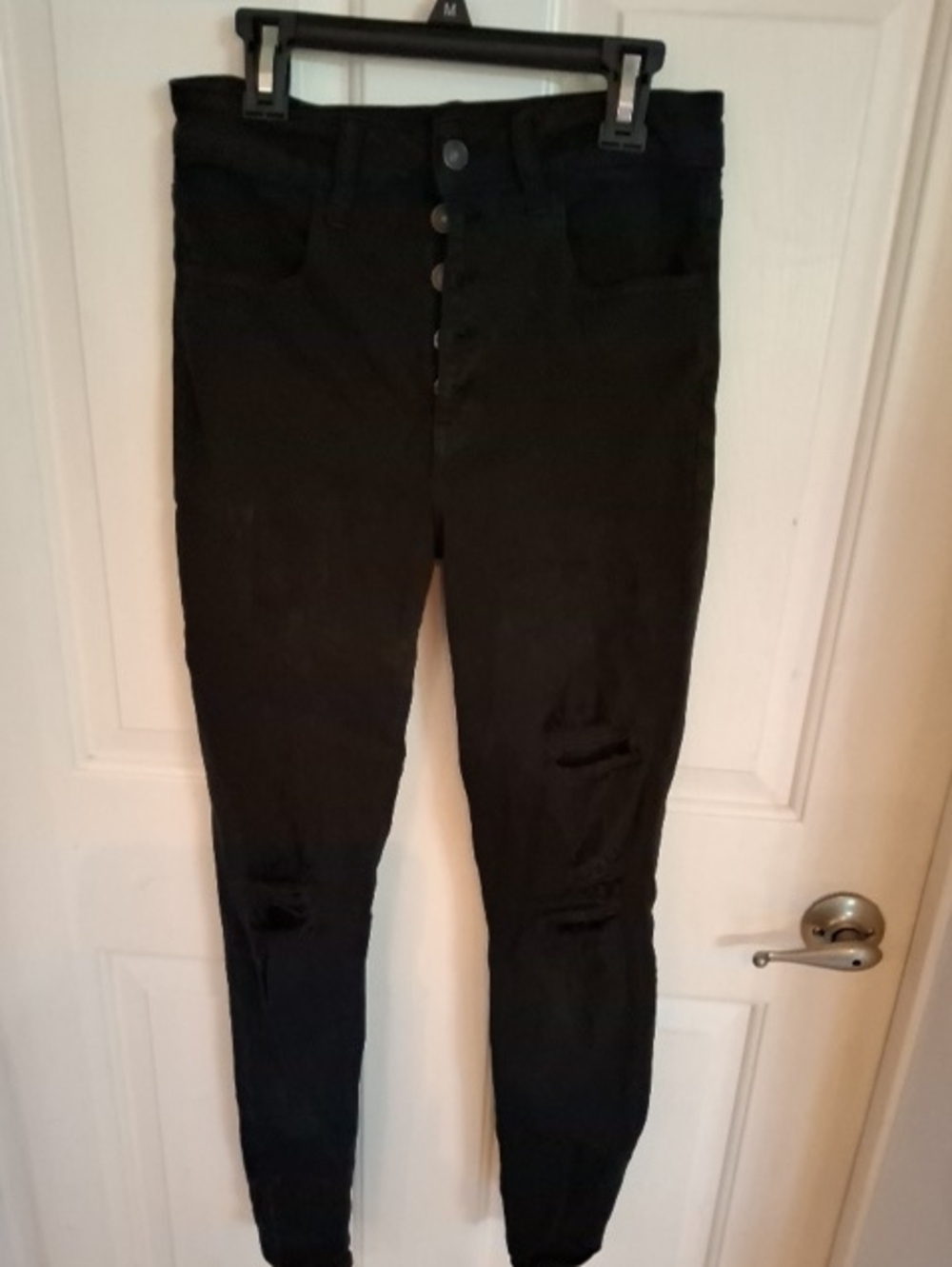 American Eagle Outfitters Black High-Rise Distressed Skinny Jeans